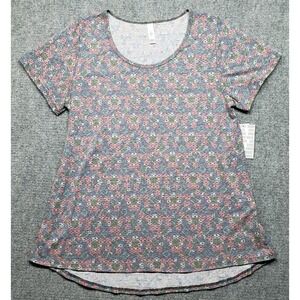 LulaRoe Classic T-Shirt Womens L Multicolor Geometric Round Neck Short Sleeve